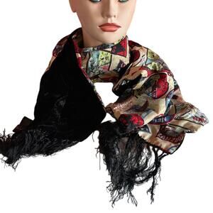 Vintage Scarf Silk Velvet Travel Indie Head Covering Headwrap Packable Vacation